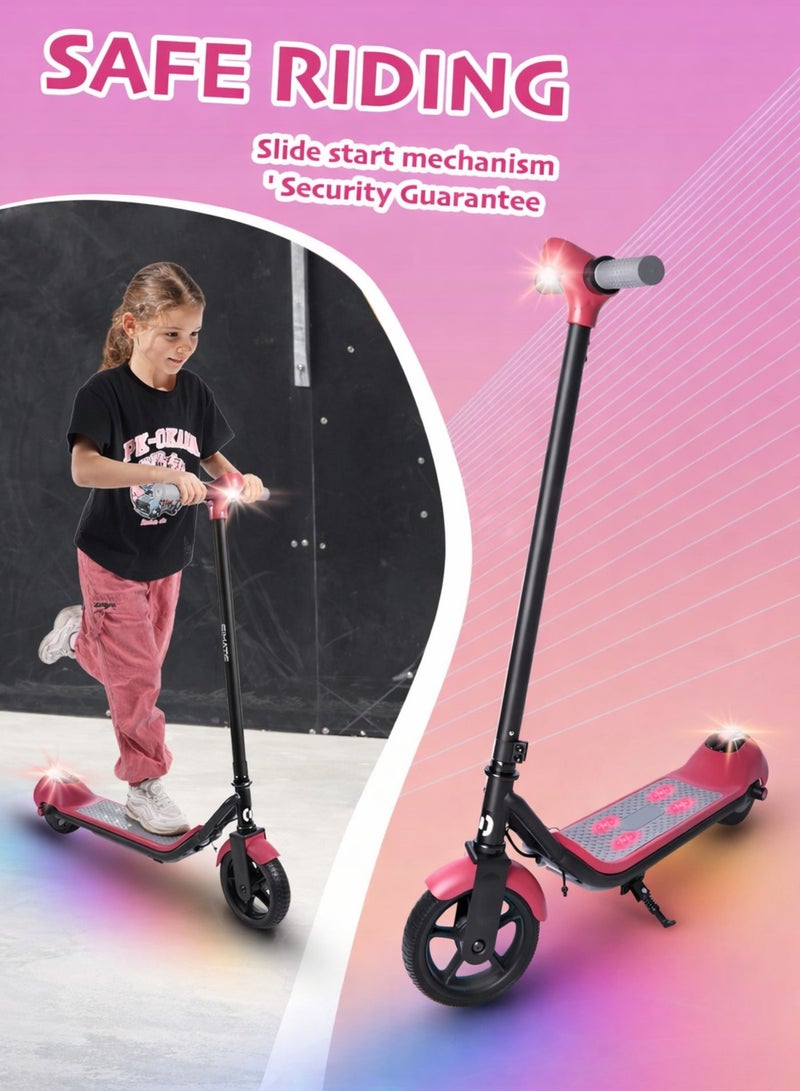 MAGIC VAULT Kids Electric Scooter with Bluetooth Speaker & LED Lights – Foldable E-Scooter for Boys Girls Ages 6-14, 14 km/h Speed, 24V Rechargeable Battery, LED Display, Electronic Brake, Adjustable Height, 6.5 Inch Wheels, RGB Colorful Deck Lights, Gift for Children – Blue - Image 3